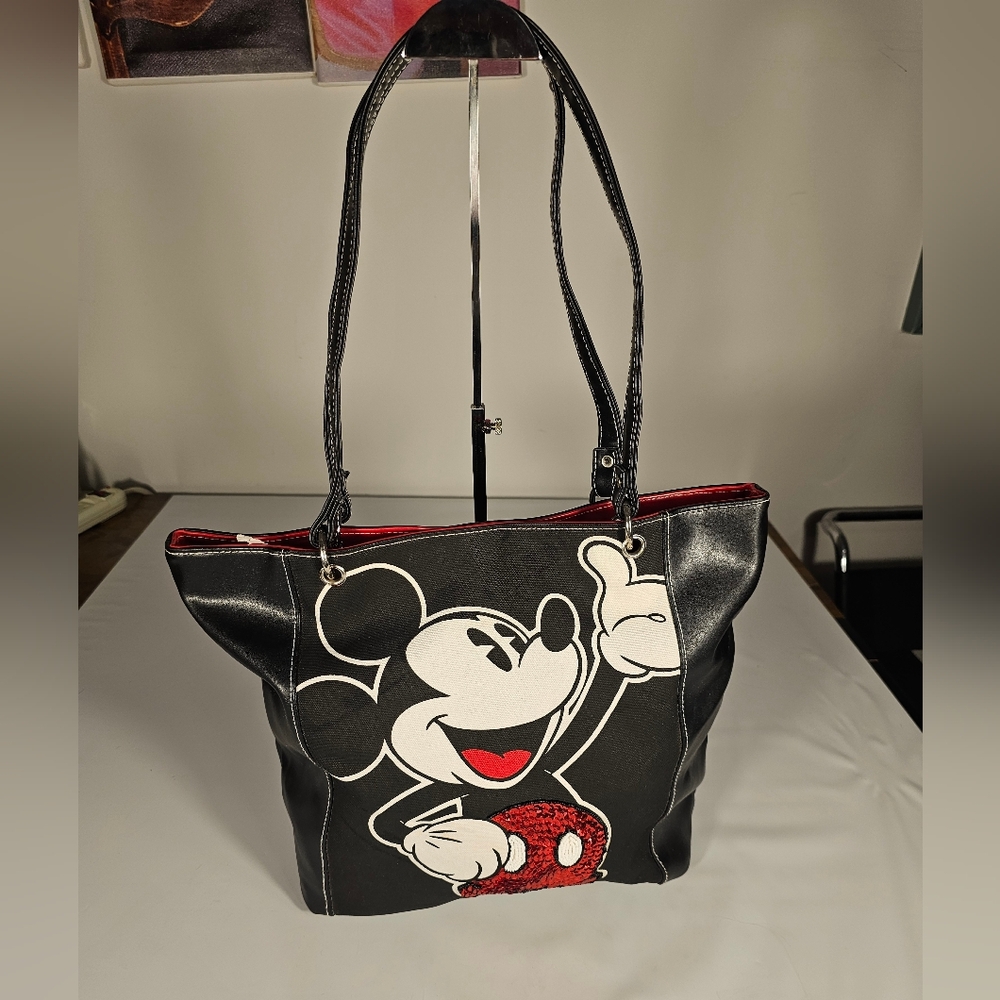 Mickey Mouse Black And Red PVC Tote Bag With Sequins